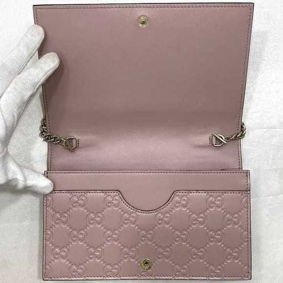 Gucci Chain Shoulder Wallet Leather Pink - Picture 7 of 10